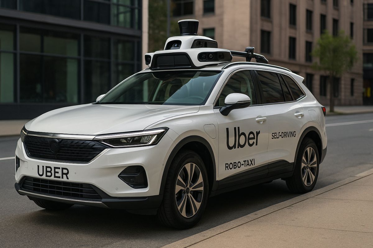 Veículo Robô-Táxi da Uber em funcionamento